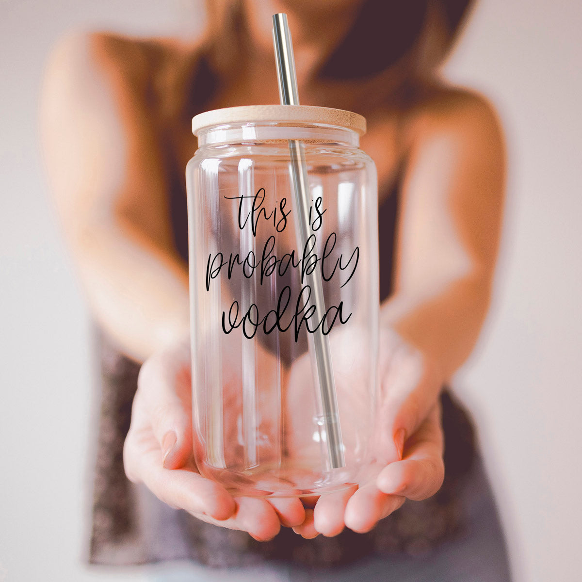 17oz Glass Tumbler With Bamboo Lid And 2 Stainless Straws - Reusable Drink Cup BandsCo Straps
