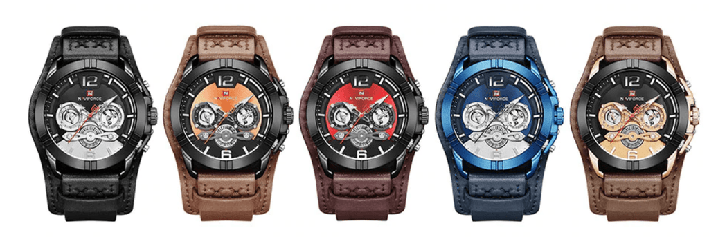 Men's Leather Waterproof Watch With Chronometers And Fluorescent Hands Excellent Design Perfect Gift - SJB-DIAMOND ELITES