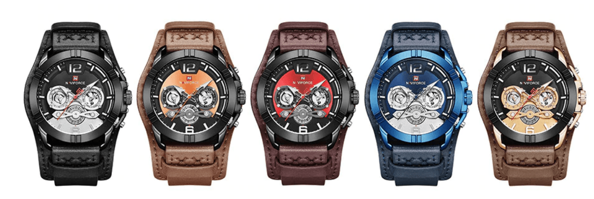 Men's Leather Waterproof Watch With Chronometers And Fluorescent Hands Excellent Design Perfect Gift - SJB-DIAMOND ELITES