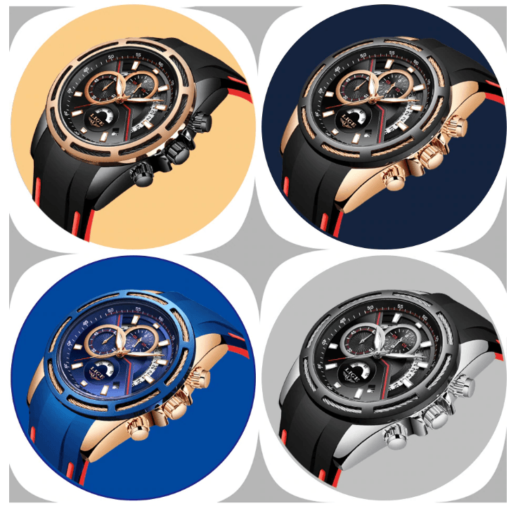 Men's Waterproof Modern Watch With Rubber Straps Multifunction Watches Unique Design Perfect Gift Stevvex
