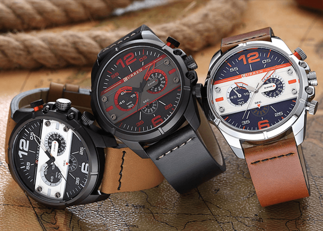 Men's  Waterproof Retro Style Watch With Excellent  Background, Chronometers  Large Numbers Perfect Gift Stevvex
