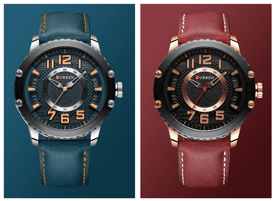 Men's Waterproof  Sport Watch With Leather  Belts  And Large Numbers Details Unique Design Perfect Gift Stevvex