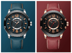 Men's Waterproof  Sport Watch With Leather  Belts  And Large Numbers Details Unique Design Perfect Gift Stevvex