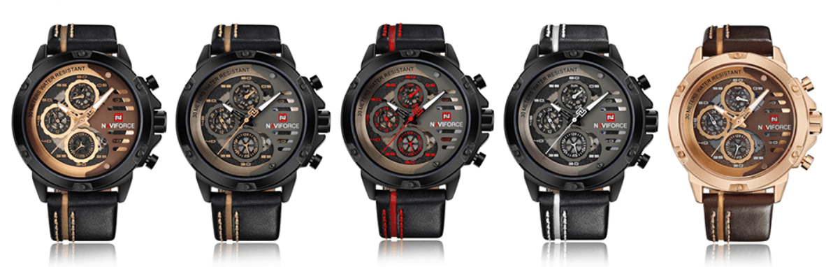 Men's  Sports Waterproof Watch With Chronometers And Leather Belt Multifunction Wristwatch Unique Design Perfect Gift - SJB-DIAMOND ELITES