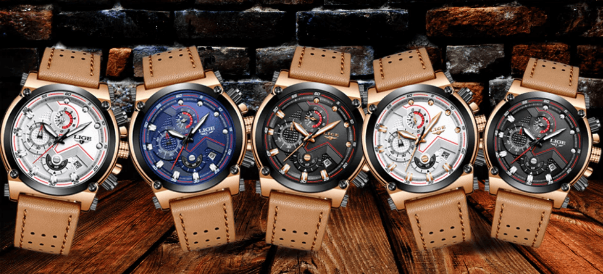 Men's Waterproof Modern Watch With Leather Belts, Stainless Steel Case Excellent Look Perfect Gift Stevvex