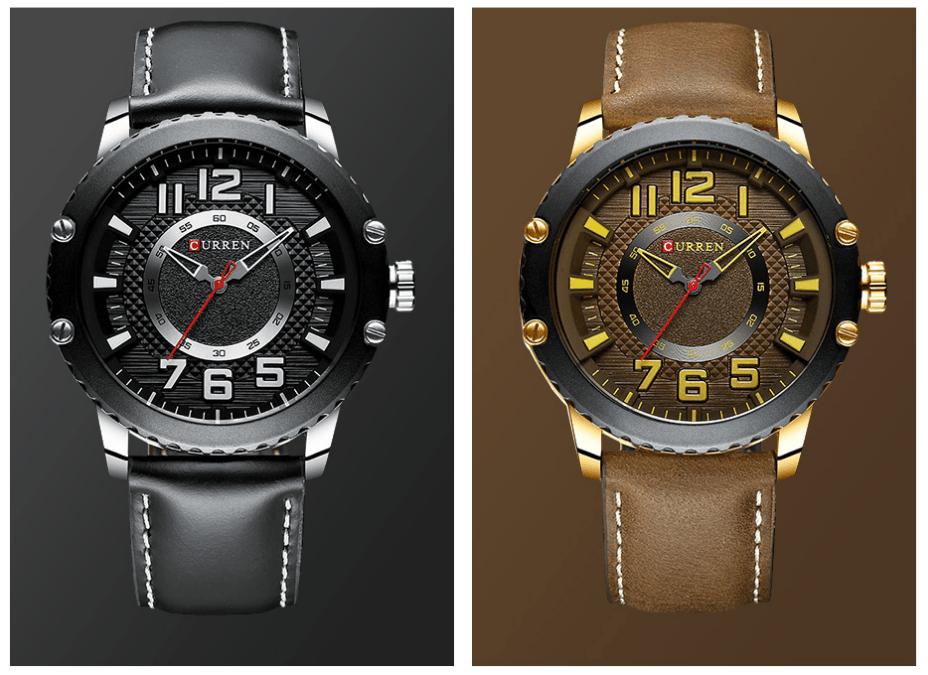 Men's Waterproof  Sport Watch With Leather  Belts  And Large Numbers Details Unique Design Perfect Gift Stevvex