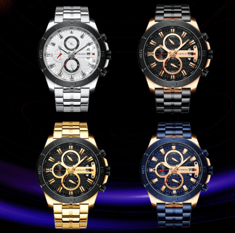 Men's Waterproof  Watch With Chronometers Day View And Fluorescent Hands Unique  Luxury Design  Perfect Gift Stevvex