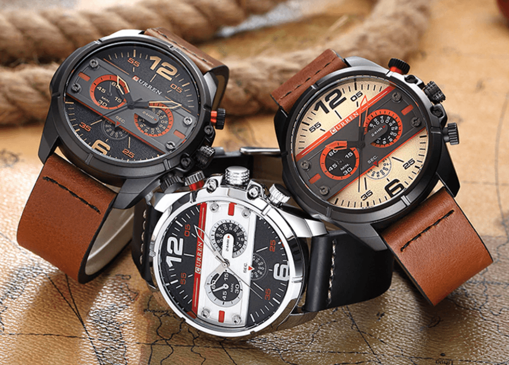 Men's  Waterproof Retro Style Watch With Excellent  Background, Chronometers  Large Numbers Perfect Gift Stevvex