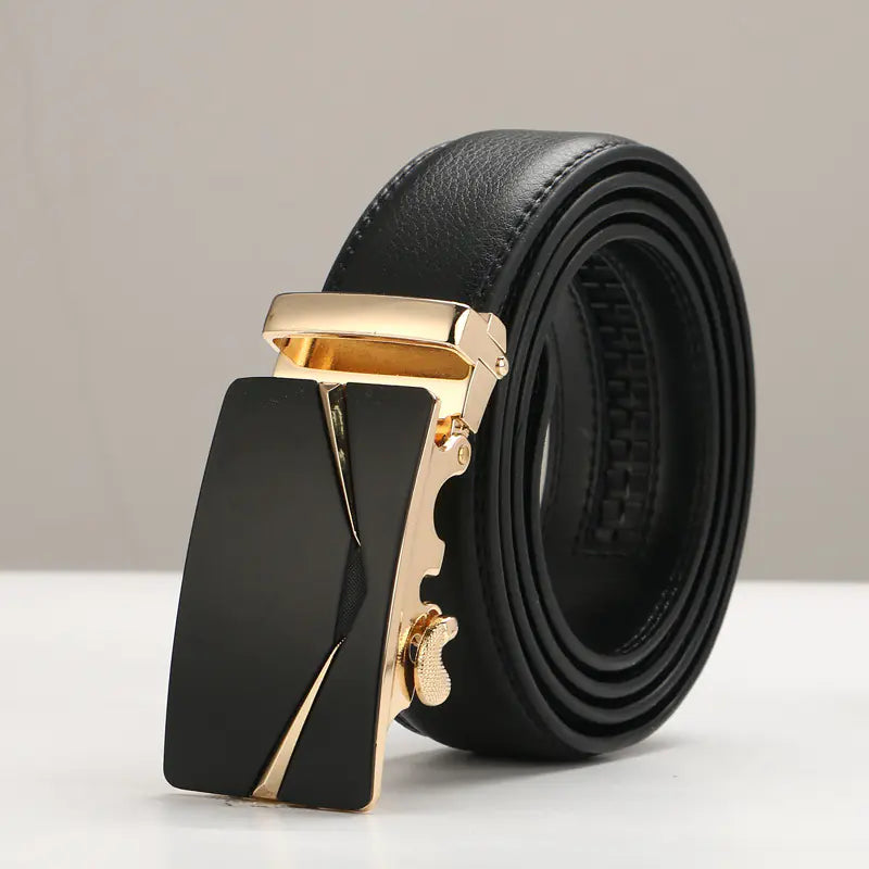 Genuine Leather Men's Belt with Automatic Buckle Pi-Mart