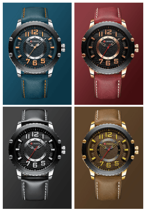 Men's Waterproof  Sport Watch With Leather  Belts  And Large Numbers Details Unique Design Perfect Gift Stevvex