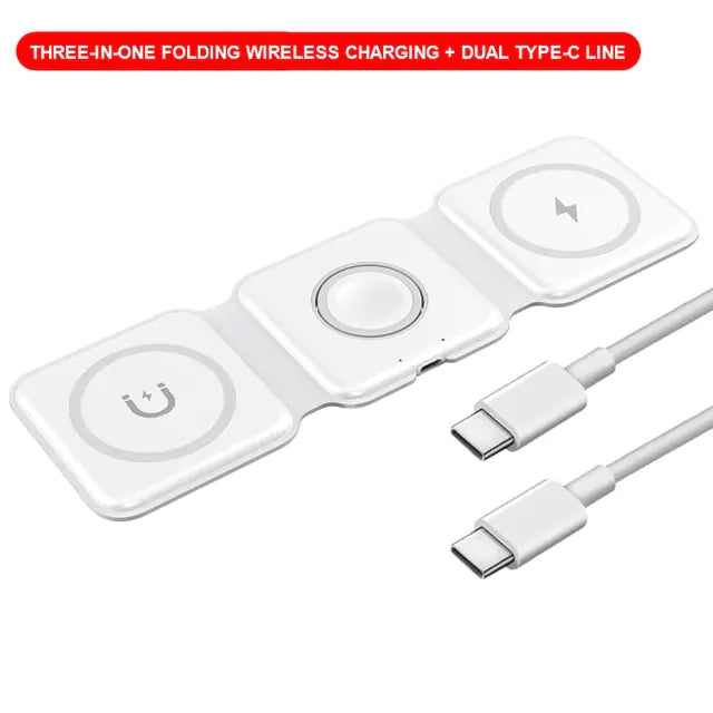 Foldable 3 in 1 Wireless Charger for iPhone and Apple Watch Pi-Mart