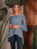 Off The Shoulders Hi-Lo Hem Top with Keyhole Open Back - SJB-DIAMOND ELITES