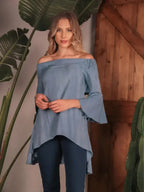 Off The Shoulders Hi-Lo Hem Top with Keyhole Open Back - SJB-DIAMOND ELITES