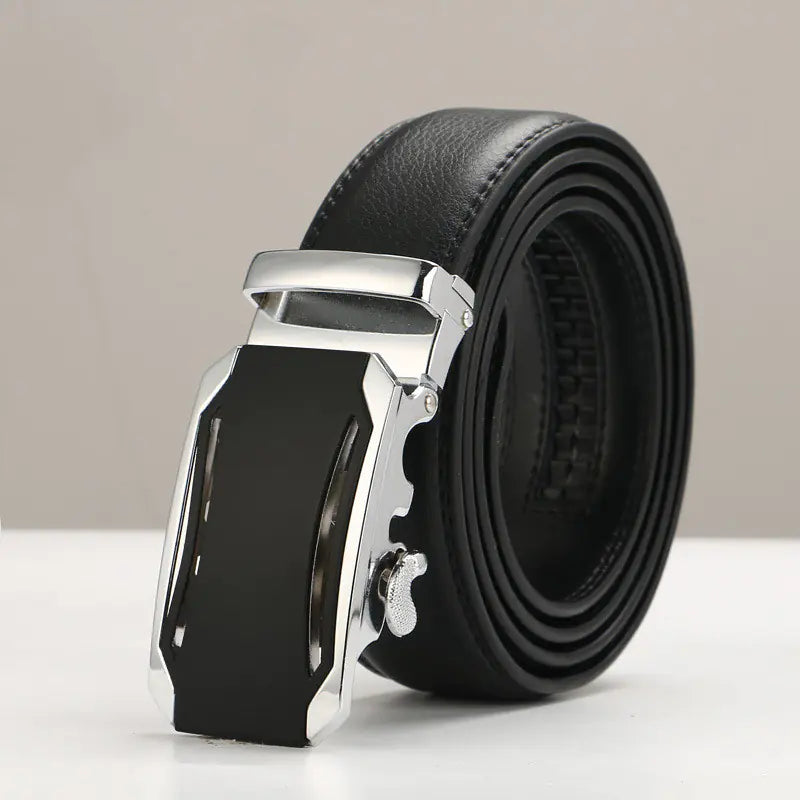 Genuine Leather Men's Belt with Automatic Buckle Pi-Mart