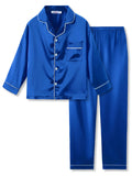 Tebbis Satin Pajamas for Girls - Royal Blue Cute Silky Long Sleeves & Pants Sleepwear PJ Set Size 12 Lootquake LLC