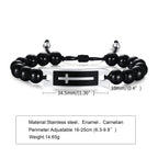 Curved Cross Beaded Bracelet with Black Agate & Tiger Eye Pi-Mart
