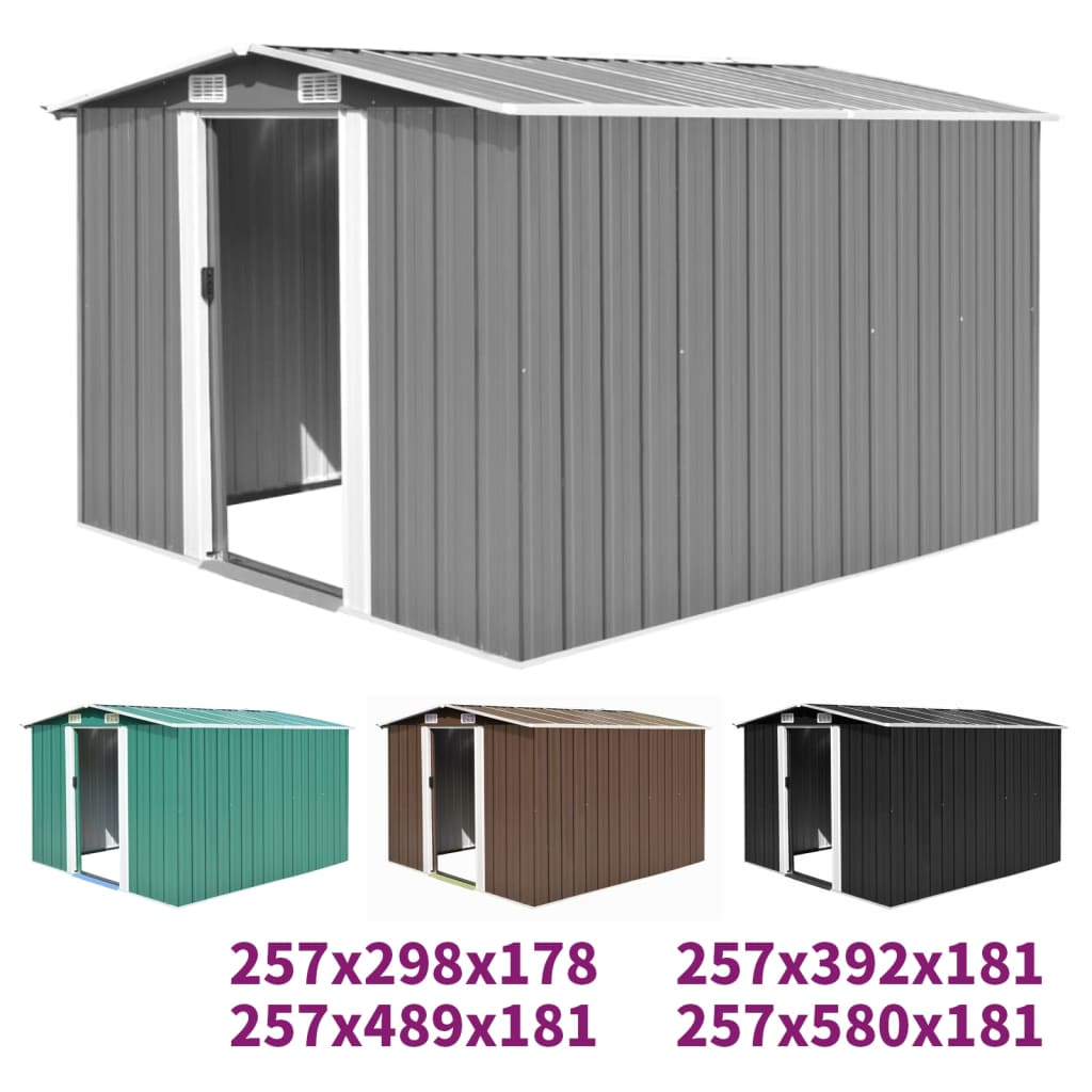 vidaXL Outdoor Storage Shed Garden Shed Metal Storage Backyard Patio Shed Gray Lootquake LLC