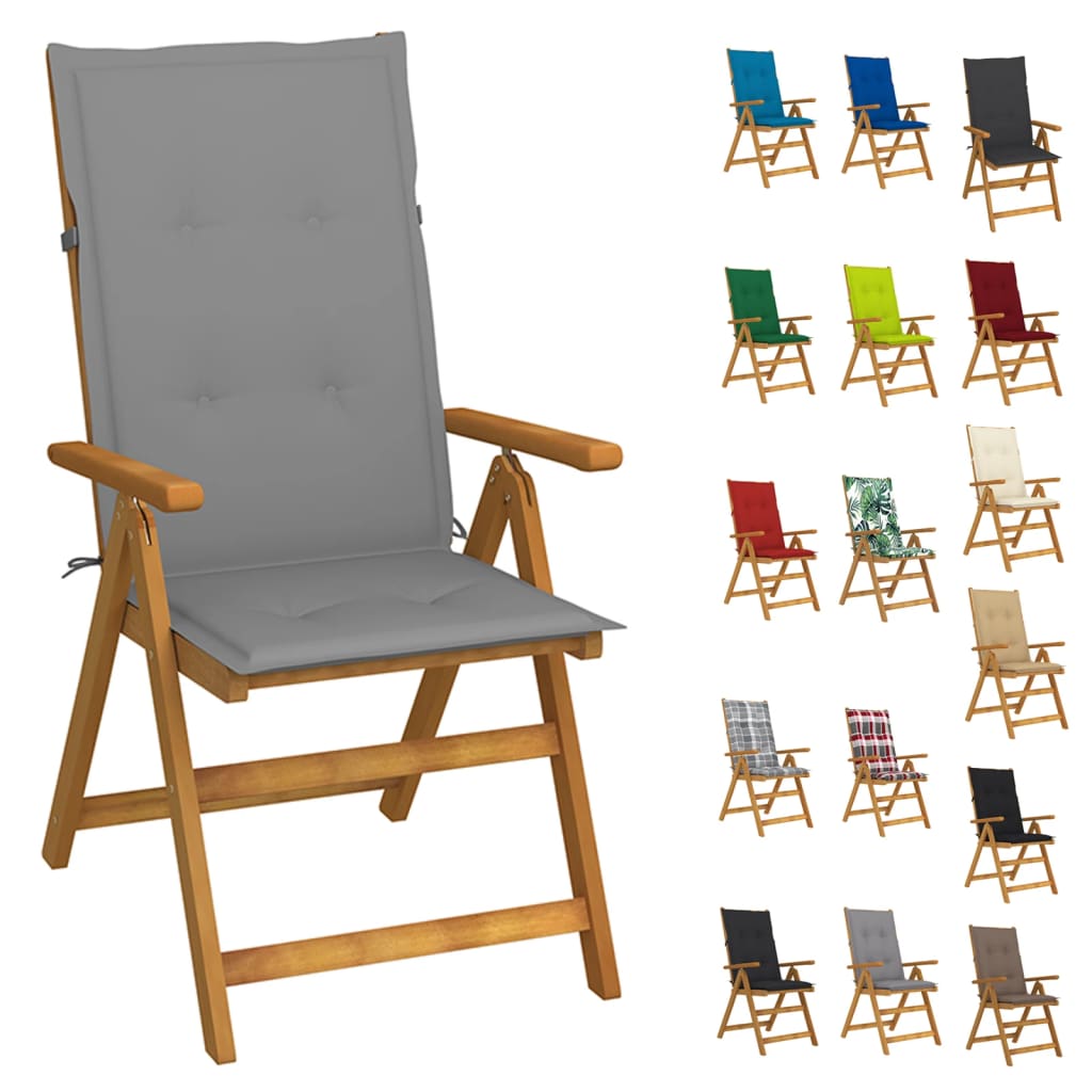 vidaXL Outdoor Recliner Chairs Patio Chair with Cushions Solid Wood Acacia Lootquake LLC