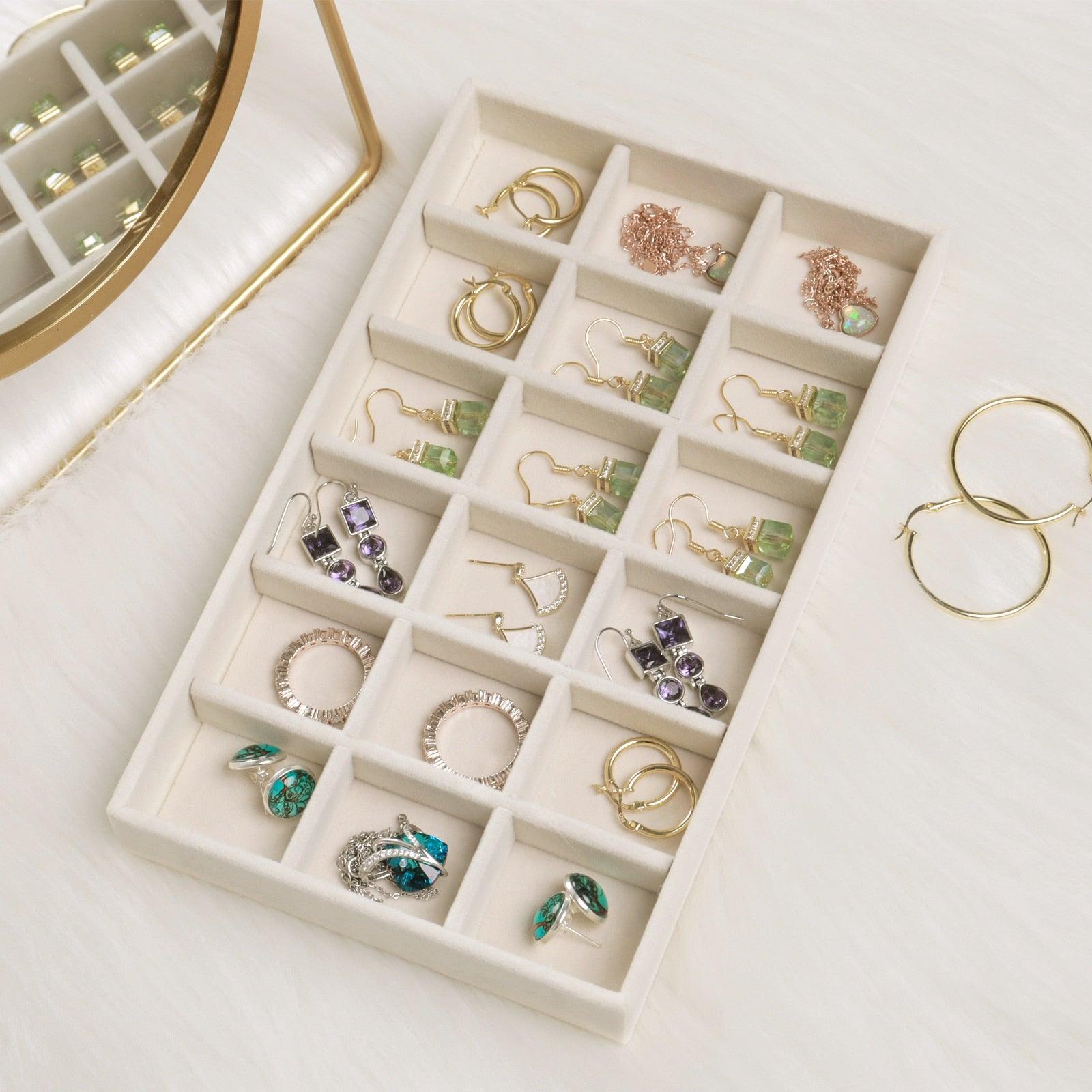 Velvet Jewelry Box Display Tray Drawer Storage Jewelry Holder For Ring Earrings Necklace Bracelet Soft Velvet Organizer Case Velvet Display Holder for Earrings Ring Bracelet Necklace Stevvex