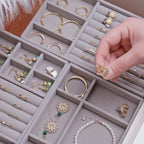 Velvet Jewelry Box Display Tray Drawer Storage Jewelry Holder For Ring Earrings Necklace Bracelet Soft Velvet Organizer Case Velvet Display Holder for Earrings Ring Bracelet Necklace Stevvex