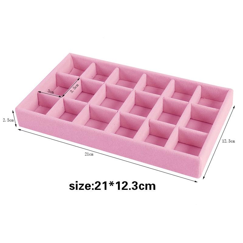 Velvet Jewelry Display Stackable Exquisite Jewelry Holder Portable Ring Earrings Necklace Organizer Box organizer Velvet Drawer Organizer Showcase Jewelry Storage for Bracelet Necklace Earring Ring Stevvex