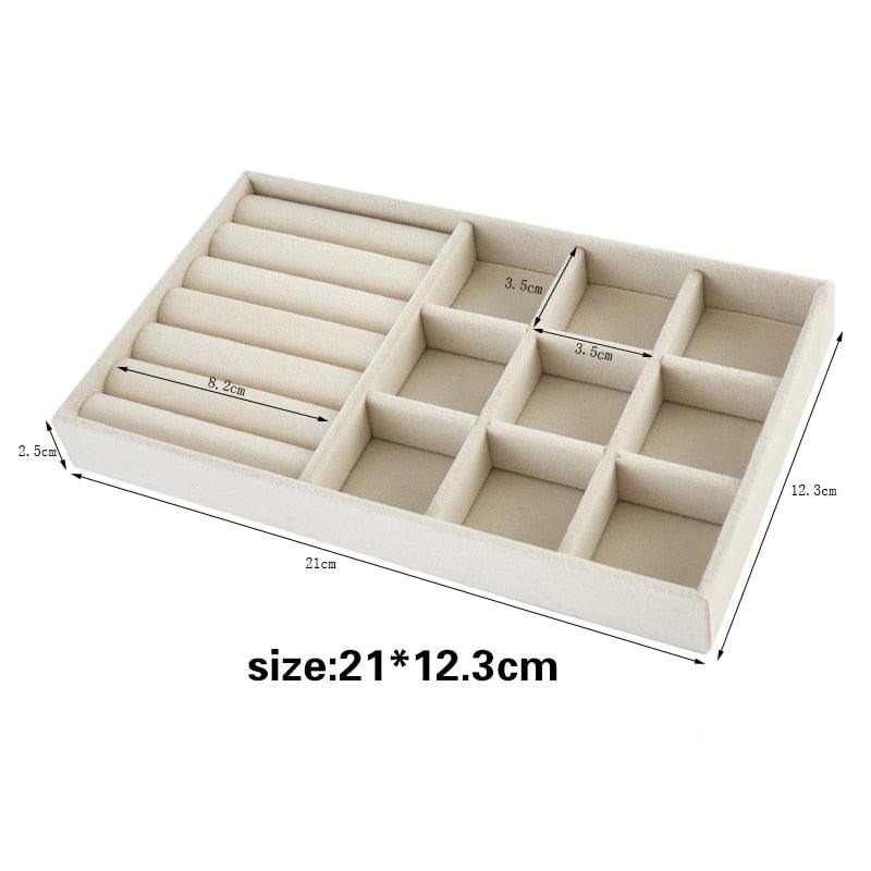 Velvet Jewelry Display Stackable Exquisite Jewelry Holder Portable Ring Earrings Necklace Organizer Box organizer Velvet Drawer Organizer Showcase Jewelry Storage for Bracelet Necklace Earring Ring Stevvex