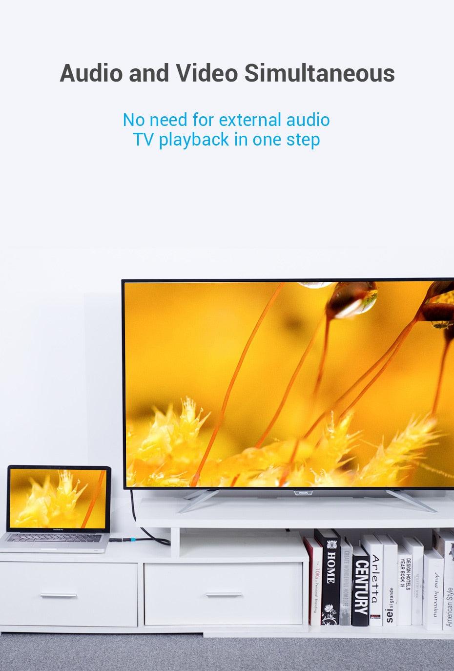 Vention DP To HDMI Adapter And 4K DP To HDMI Video Audio Converter for PC Laptop Projector Monitor Stevvex