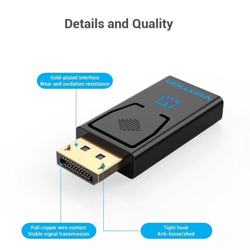 Vention DP To HDMI Adapter And 4K DP To HDMI Video Audio Converter for PC Laptop Projector Monitor Stevvex