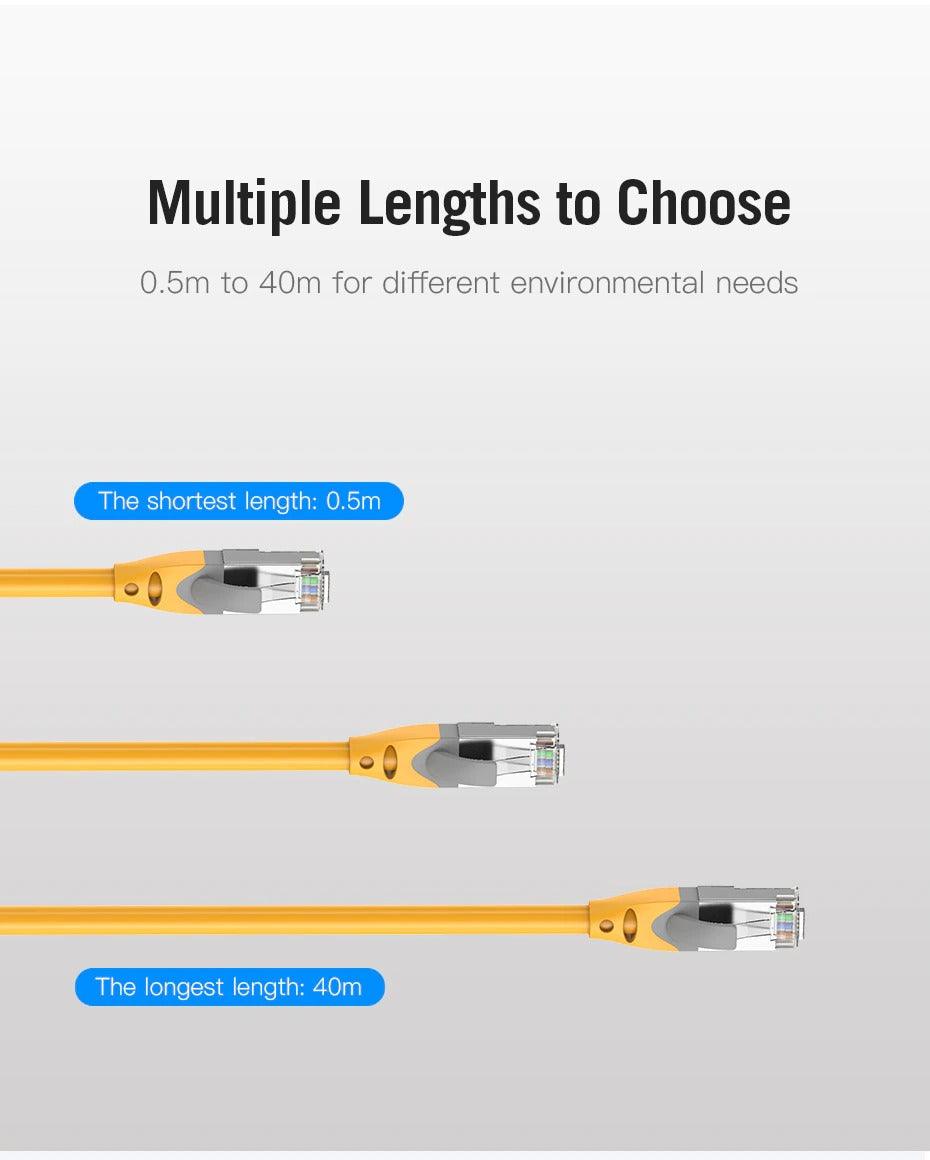 Ethernet Cable CAT6A 10Gbps RJ 45 Network Cable Lan RJ45 Patch Cord Router CAT 6 Cable Professional LAN Shielded Cable Gold Plated RJ45 Connector For Gaming Laptop Stevvex
