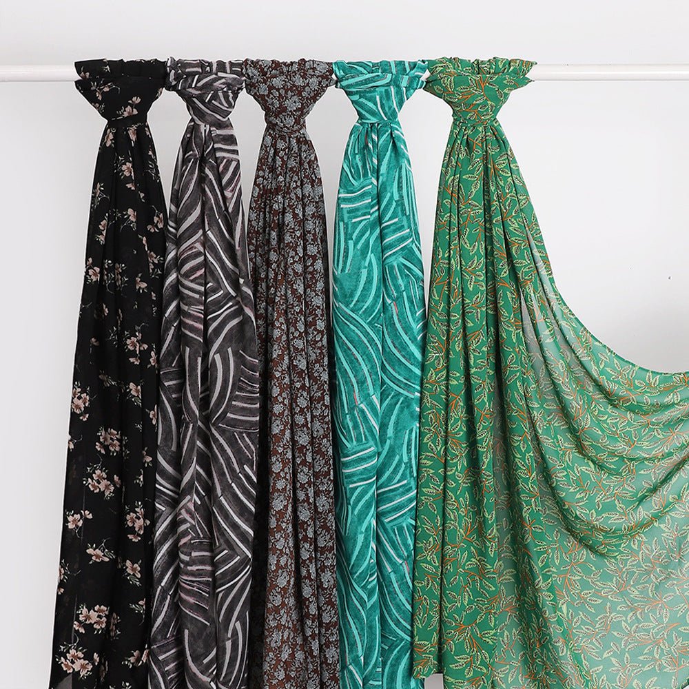 Versatile Chiffon Printed Floral Scarf Hijab (MH183)