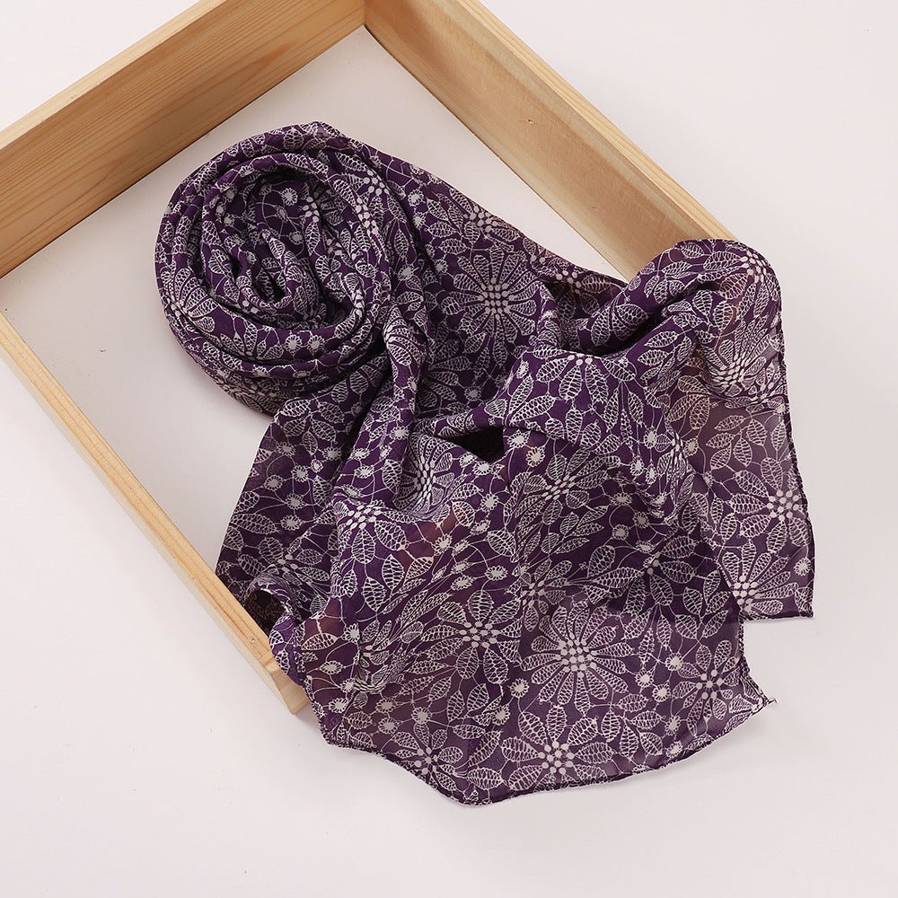 Versatile Chiffon Printed Floral Scarf Hijab (MH183)