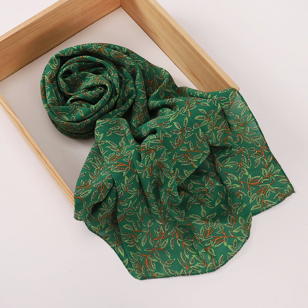 Versatile Chiffon Printed Floral Scarf Hijab (MH183)