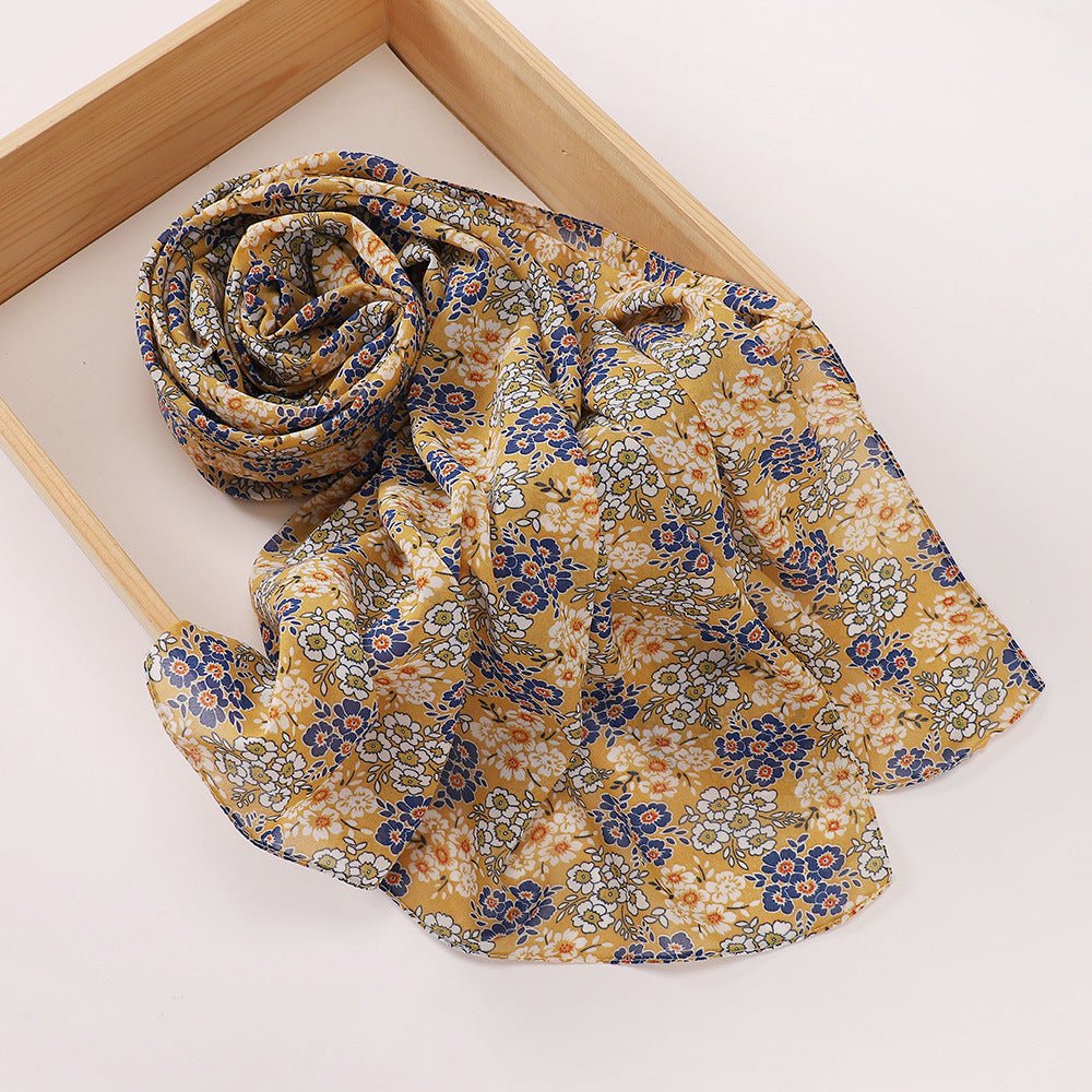 Versatile Chiffon Printed Floral Scarf Hijab (MH183)