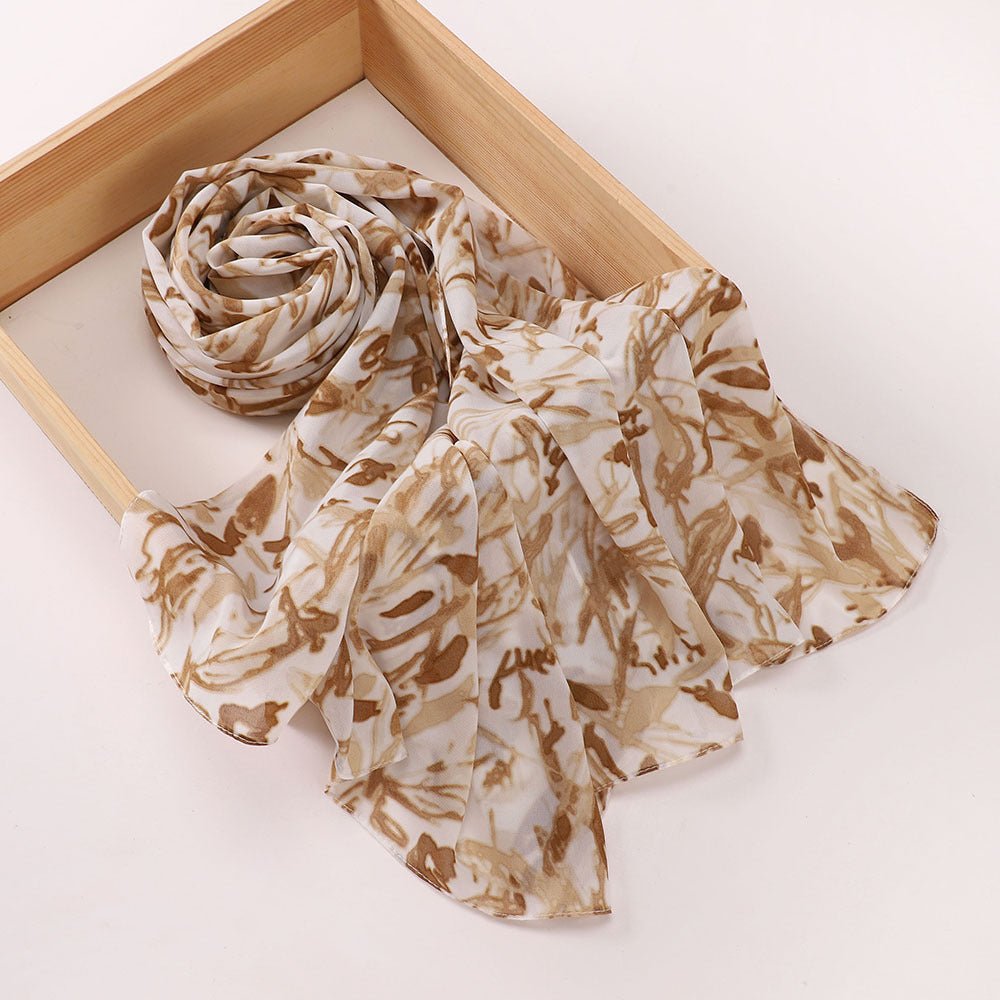 Versatile Chiffon Printed Floral Scarf Hijab (MH183)