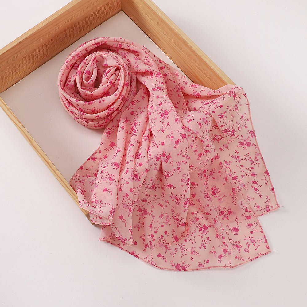 Versatile Chiffon Printed Floral Scarf Hijab (MH183)
