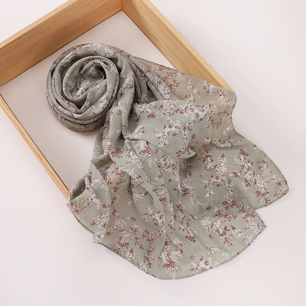 Versatile Chiffon Printed Floral Scarf Hijab (MH183)