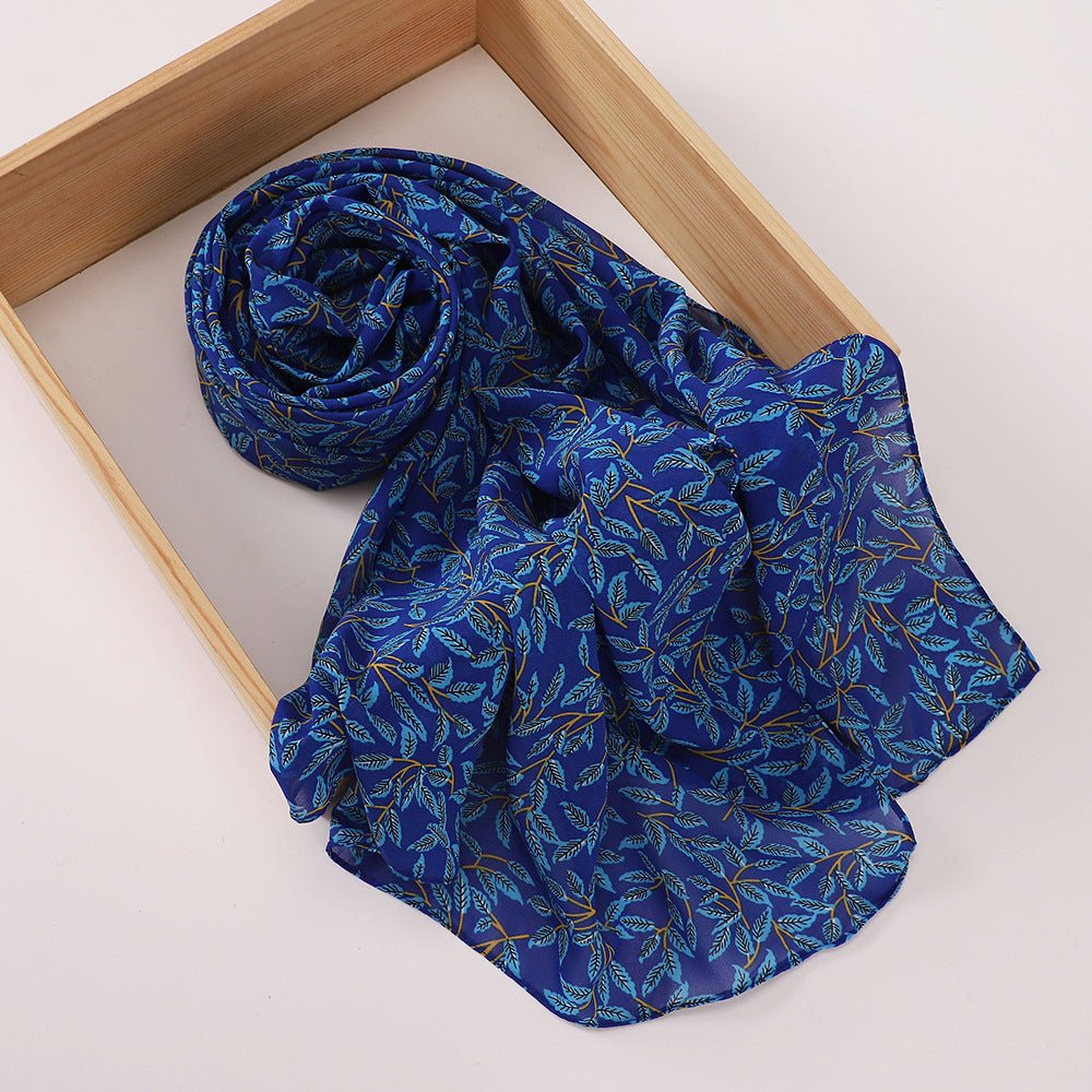 Versatile Chiffon Printed Floral Scarf Hijab (MH183)