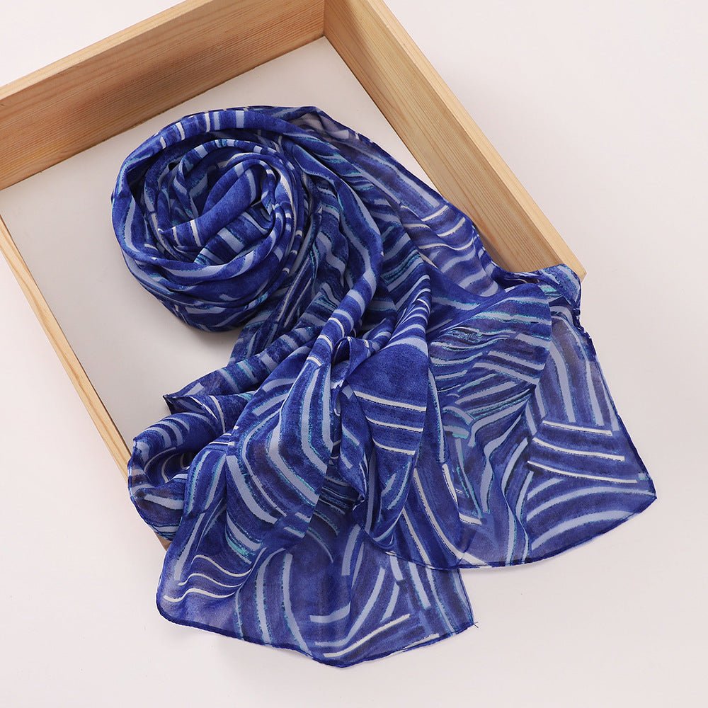 Versatile Chiffon Printed Floral Scarf Hijab (MH183)