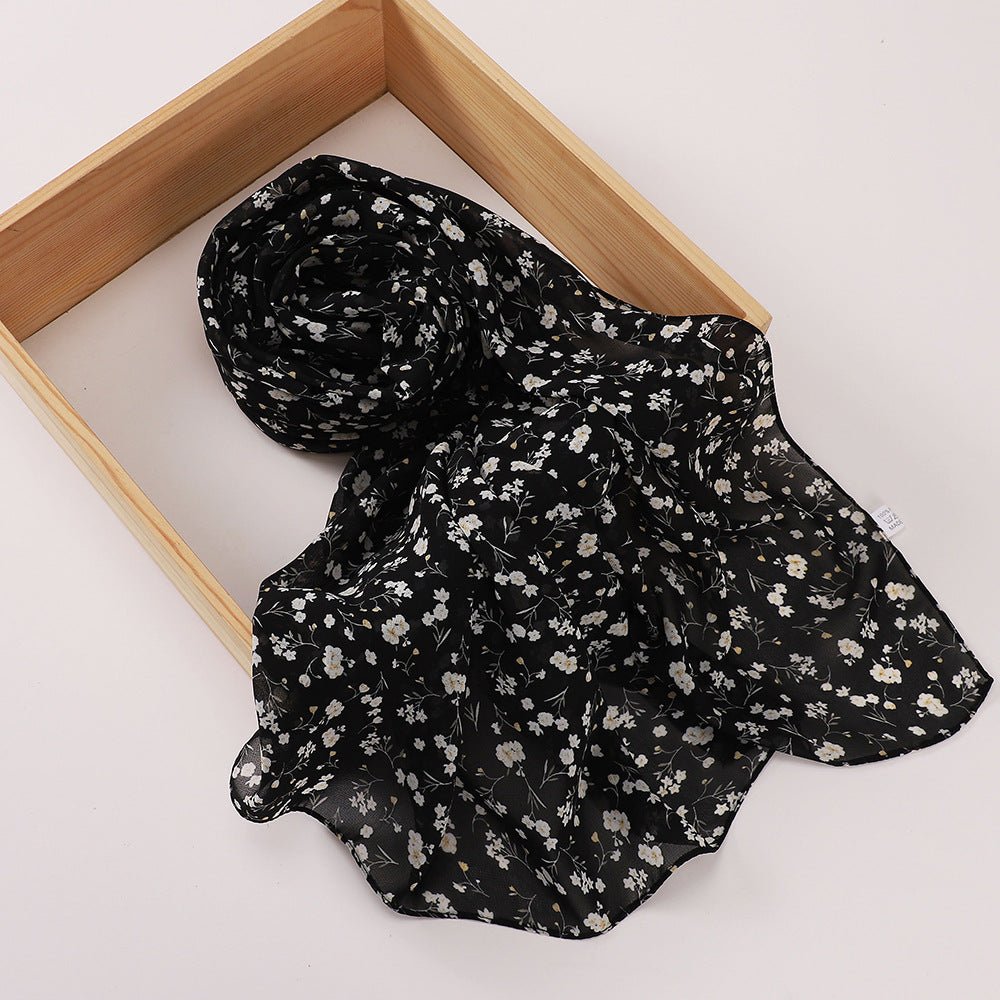 Versatile Chiffon Printed Floral Scarf Hijab (MH183)