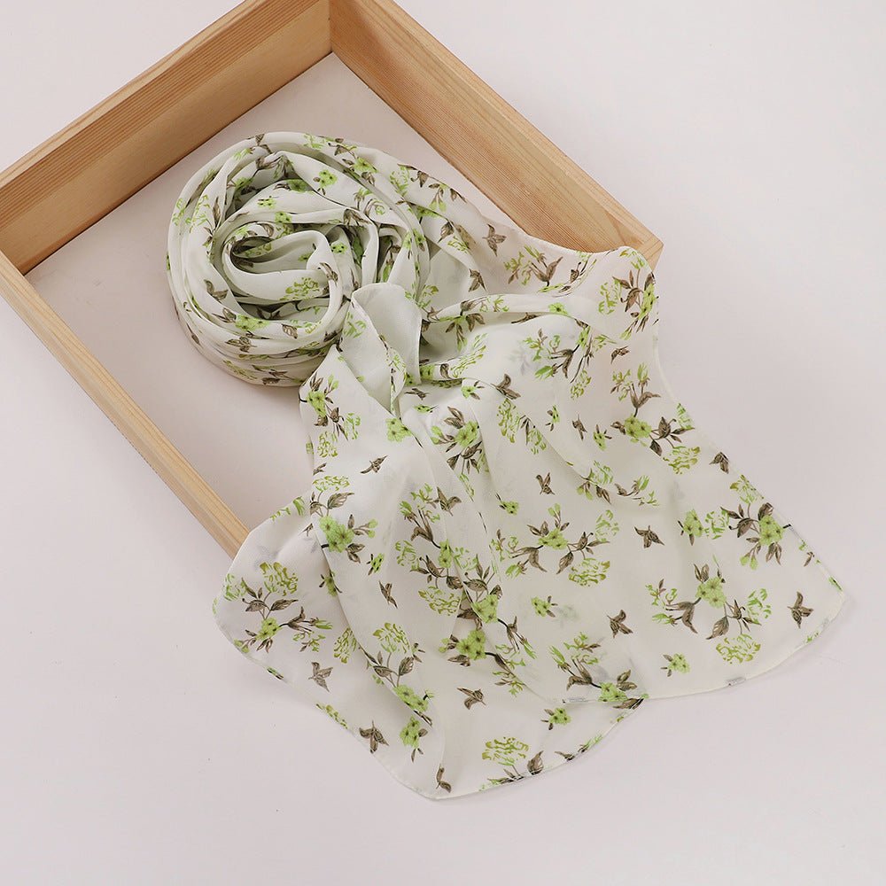 Versatile Chiffon Printed Floral Scarf Hijab (MH183)