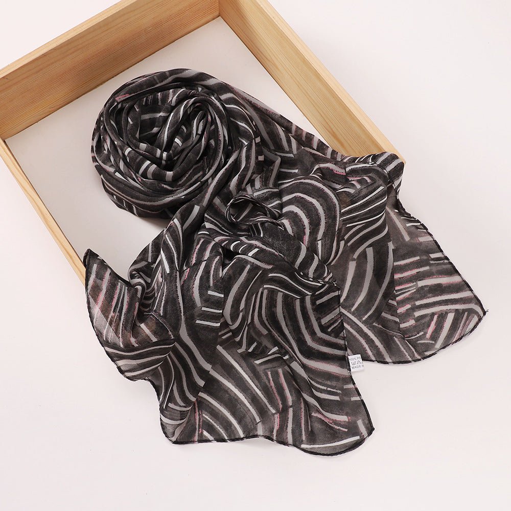 Versatile Chiffon Printed Floral Scarf Hijab (MH183)