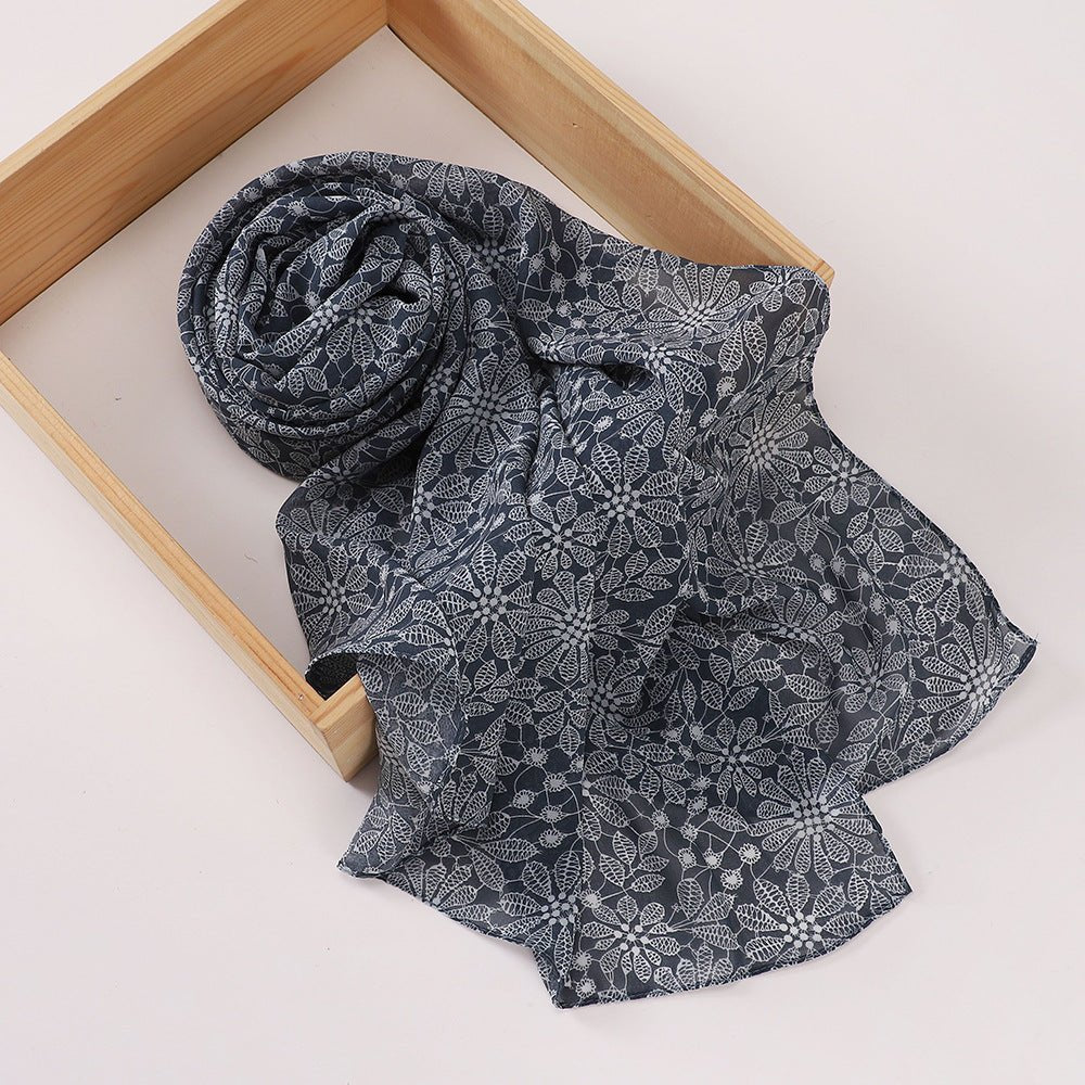 Versatile Chiffon Printed Floral Scarf Hijab (MH183)