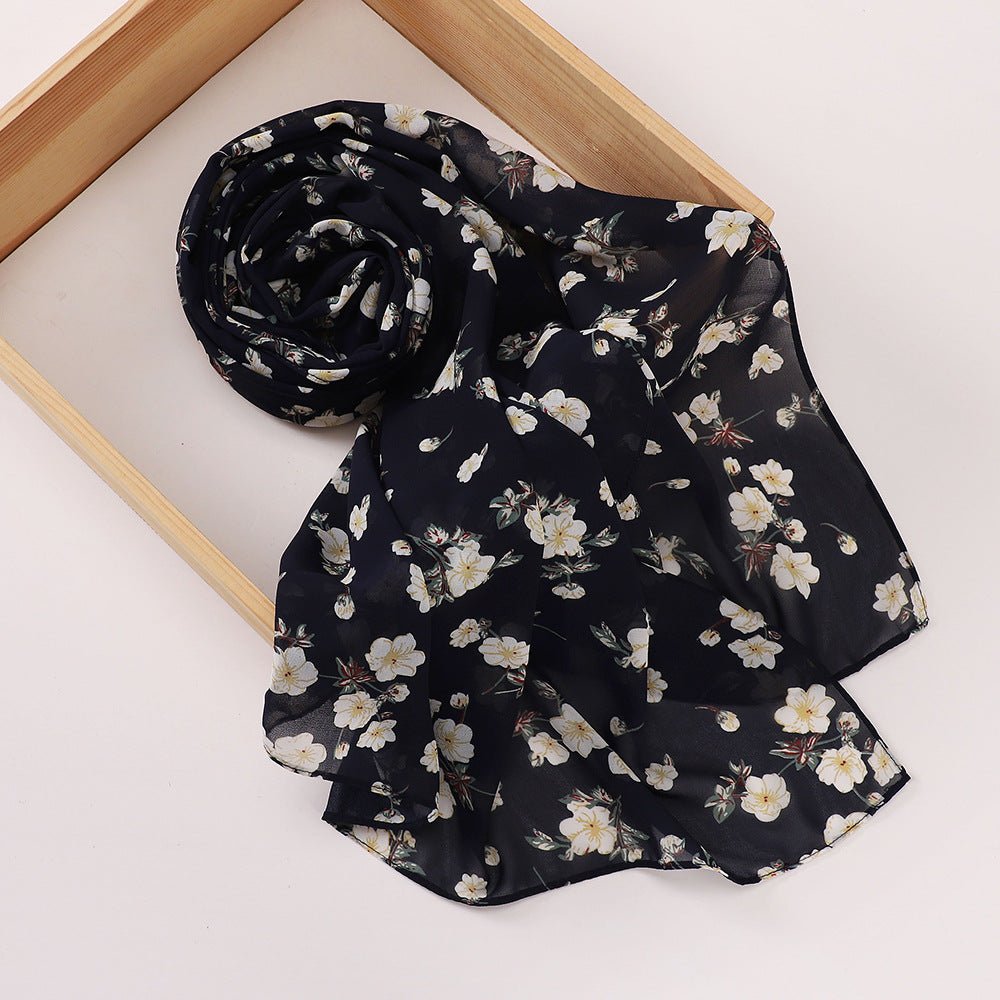 Versatile Chiffon Printed Floral Scarf Hijab (MH183)