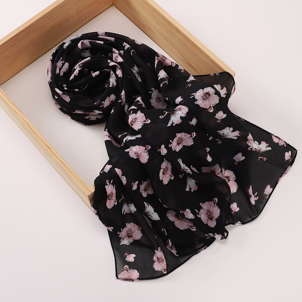 Versatile Chiffon Printed Floral Scarf Hijab (MH183)