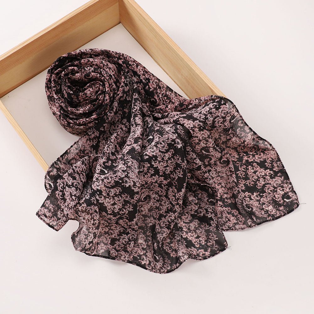 Versatile Chiffon Printed Floral Scarf Hijab (MH183)