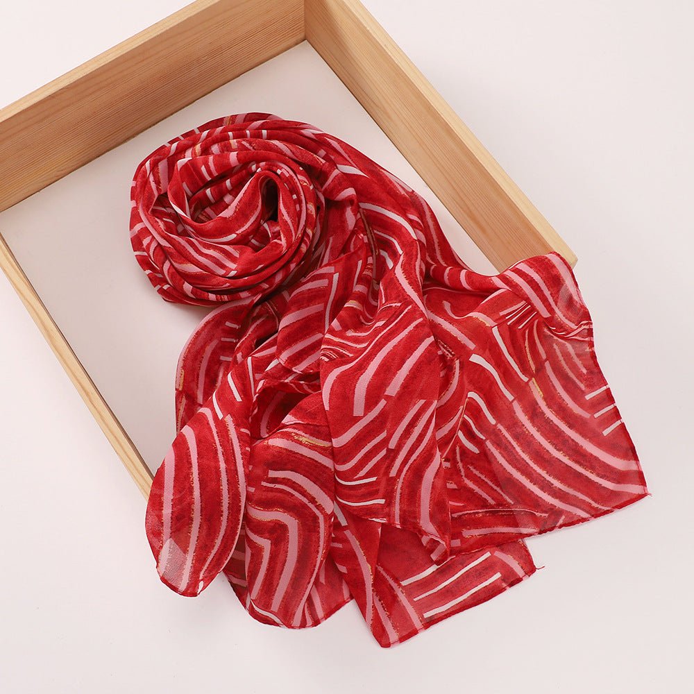 Versatile Chiffon Printed Floral Scarf Hijab (MH183)