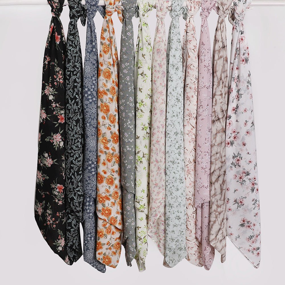 Versatile Chiffon Printed Floral Scarf Hijab (MH183)