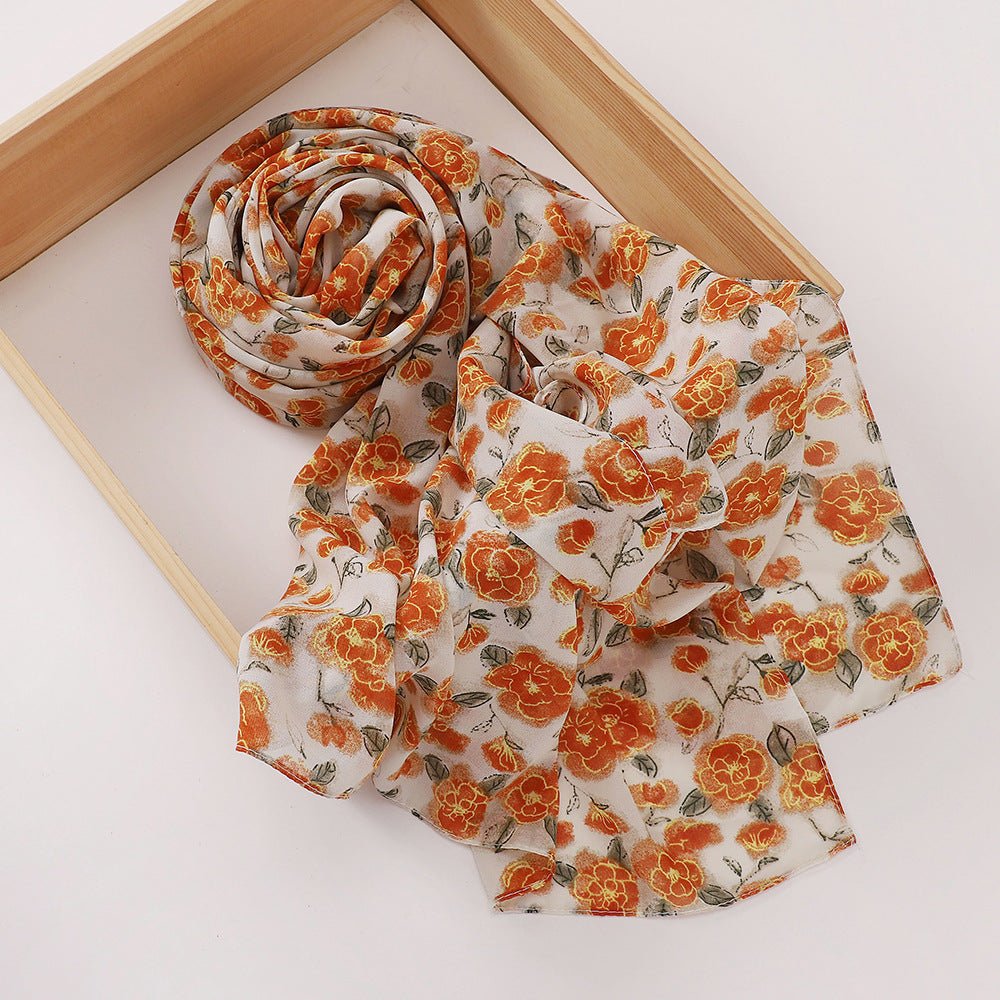 Versatile Chiffon Printed Floral Scarf Hijab (MH183)