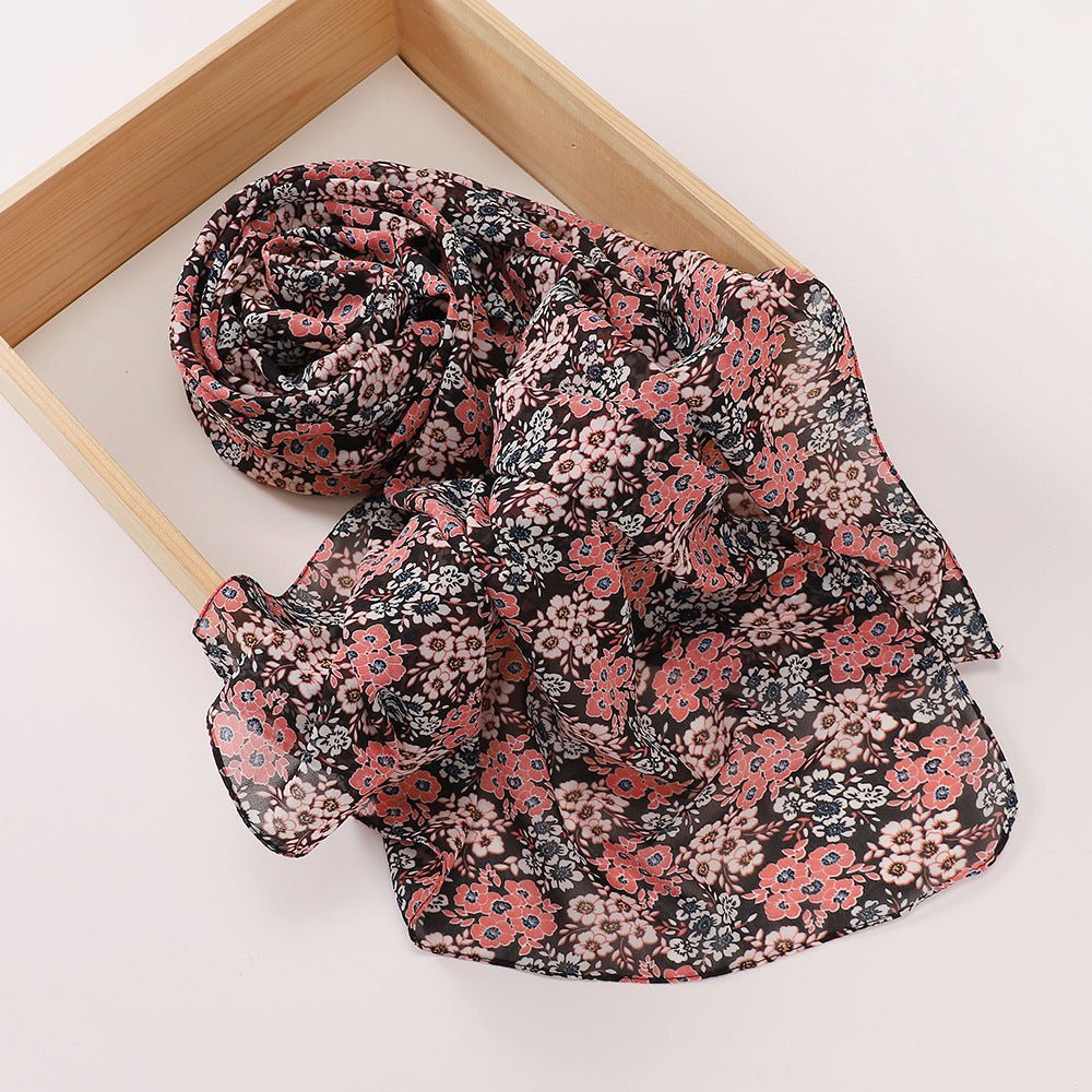 Versatile Chiffon Printed Floral Scarf Hijab (MH183)