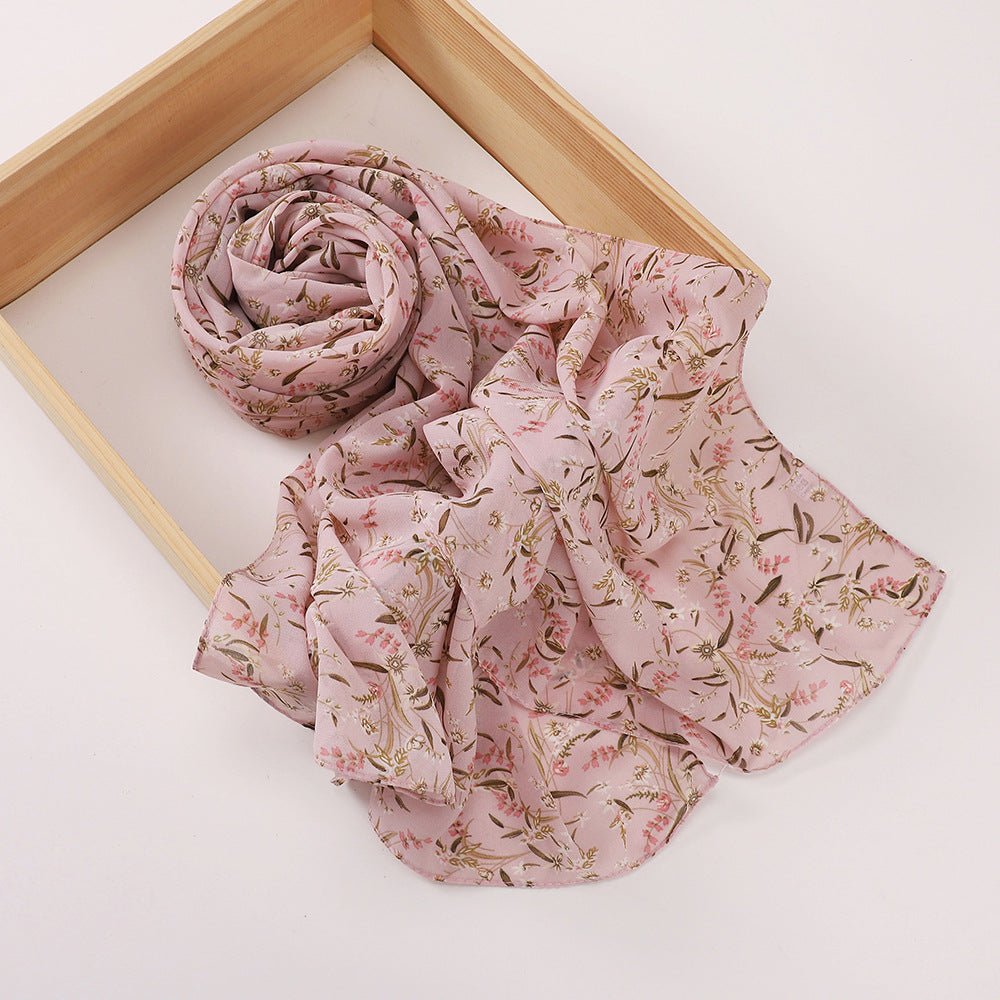 Versatile Chiffon Printed Floral Scarf Hijab (MH183)